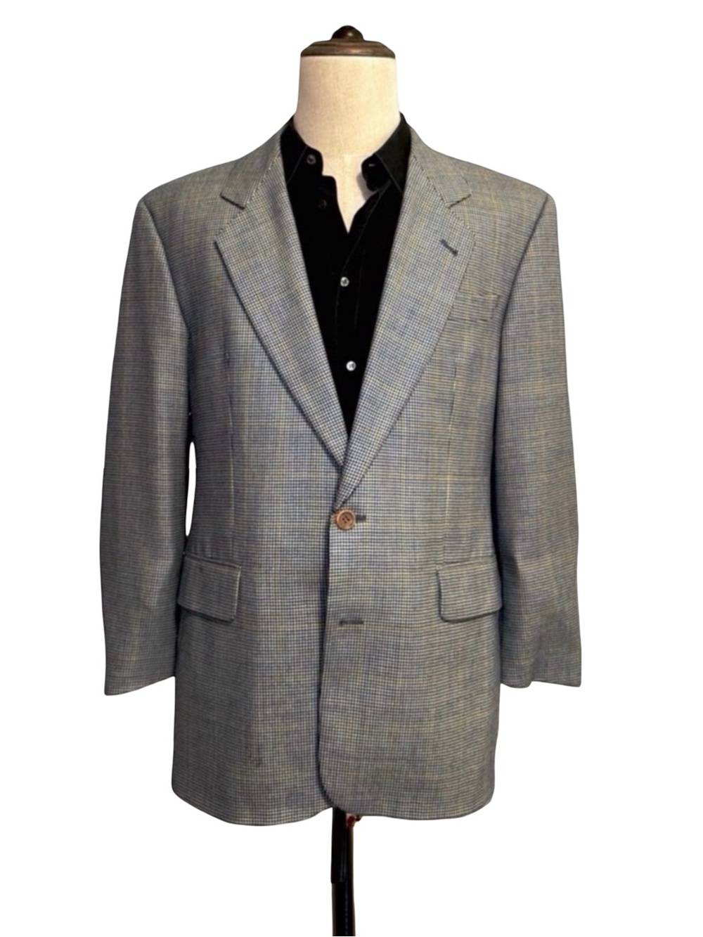 British American House “Delon” 100% Wool Micro Houndstooth Blazer 38R